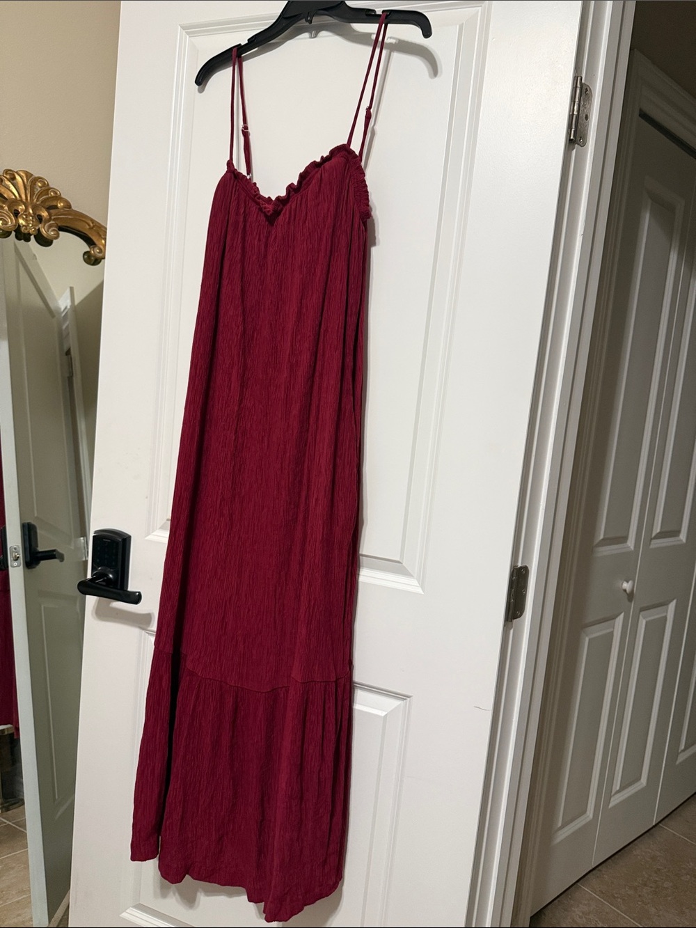 Soma Wine Red Maxi Slip Dress with Ruffle Trim